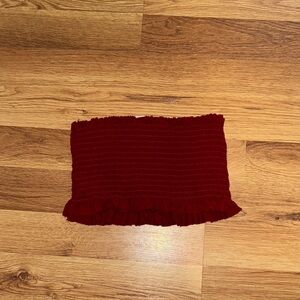 Red Strapless Ruffled Top